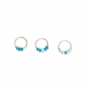 Nose Hoop Blue & Light Blue Beaded Nose Ring Midwinter Hollow