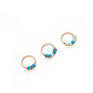 Nose Hoop Blue & Light Blue Beaded Nose Ring Midwinter Hollow
