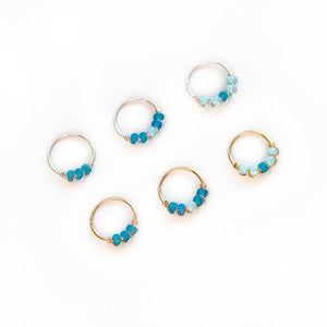 Nose Hoop Blue & Light Blue Beaded Nose Ring Midwinter Hollow