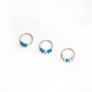 Nose Hoop Blue & Light Blue Beaded Nose Ring Midwinter Hollow
