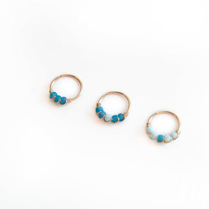 Nose Hoop Blue & Light Blue Beaded Nose Ring Midwinter Hollow