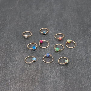 Nose Hoop Dainty Opal Gold Nose Ring Midwinter Hollow