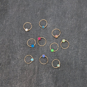 Nose Hoop Dainty Opal Gold Nose Ring Midwinter Hollow