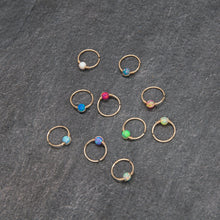Load image into Gallery viewer, Nose Hoop Dainty Opal Gold Nose Ring Midwinter Hollow