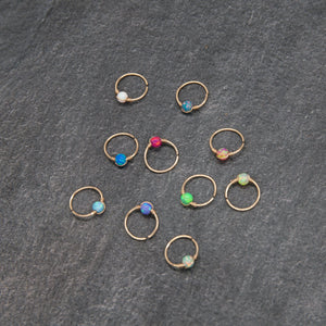 Nose Hoop Dainty Opal Gold Nose Ring Midwinter Hollow