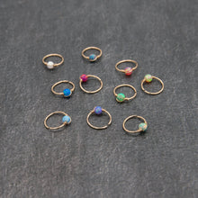 Load image into Gallery viewer, Nose Hoop Dainty Opal Gold Nose Ring Midwinter Hollow