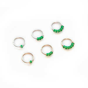 Nose Hoop Green Beaded Nose Ring Midwinter Hollow