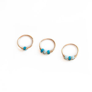 Nose Hoop Light Blue & Blue Beaded Nose Ring Midwinter Hollow