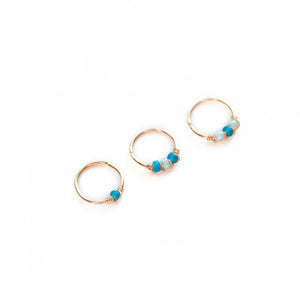 Nose Hoop Light Blue & Blue Beaded Nose Ring Midwinter Hollow