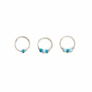 Nose Hoop Light Blue & Blue Beaded Nose Ring Midwinter Hollow