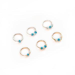 Nose Hoop Light Blue & Blue Beaded Nose Ring Midwinter Hollow