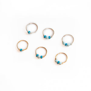 Nose Hoop Light Blue & Blue Beaded Nose Ring Midwinter Hollow