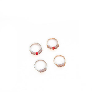 Nose Hoop Lilac & Red Beaded Nose Ring Midwinter Hollow