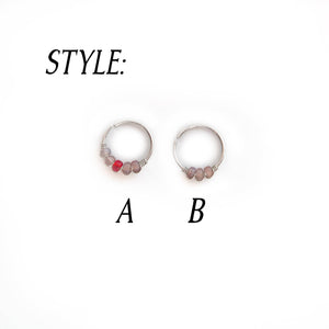 Nose Hoop Lilac & Red Beaded Nose Ring Midwinter Hollow