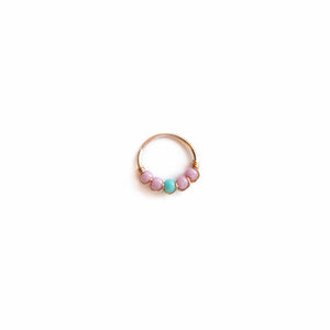 Nose Hoop Lilac & Turquoise Beaded Nose Ring Midwinter Hollow