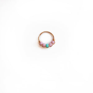 Nose Hoop Lilac & Turquoise Beaded Nose Ring Midwinter Hollow