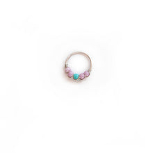 Load image into Gallery viewer, Nose Hoop Lilac &amp; Turquoise Beaded Nose Ring Midwinter Hollow