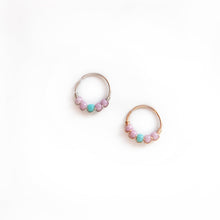 Load image into Gallery viewer, Nose Hoop Lilac &amp; Turquoise Beaded Nose Ring Midwinter Hollow