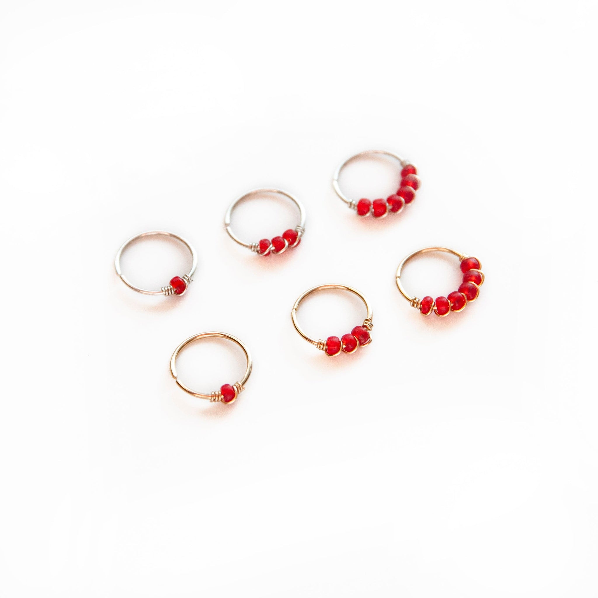 Red Beaded Nose Ring Midwinter Hollow