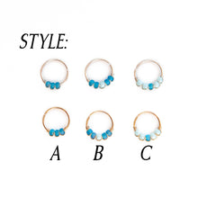 Load image into Gallery viewer, Nose Hoop Blue &amp; Light Blue Beaded Nose Ring Sterling Silver / 8mm / A Midwinter Hollow