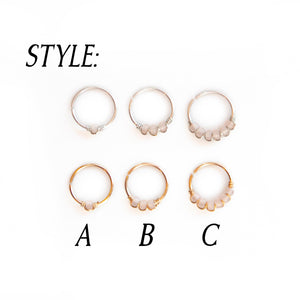 Nose Hoop Blush Pink Beaded Nose Ring Sterling Silver / 8mm / A Midwinter Hollow