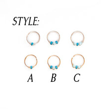 Load image into Gallery viewer, Nose Hoop Light Blue &amp; Blue Beaded Nose Ring Sterling Silver / 8mm / A Midwinter Hollow