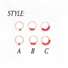 Load image into Gallery viewer, Nose Hoop Red Beaded Nose Ring Sterling Silver / 8mm / A Midwinter Hollow