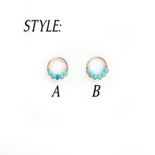 Load image into Gallery viewer, Nose Hoop Turquoise &amp; Blue Beaded Nose Ring Midwinter Hollow