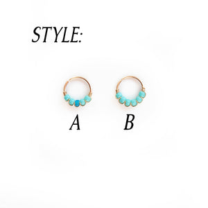 Nose Hoop Turquoise & Blue Beaded Nose Ring Midwinter Hollow