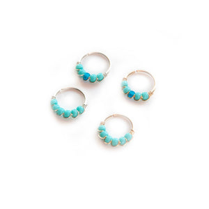 Nose Hoop Turquoise & Blue Beaded Nose Ring Midwinter Hollow