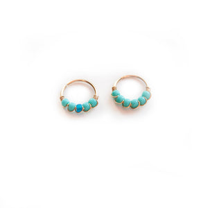Nose Hoop Turquoise & Blue Beaded Nose Ring Midwinter Hollow