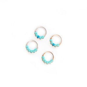Nose Hoop Turquoise & Blue Beaded Nose Ring Midwinter Hollow