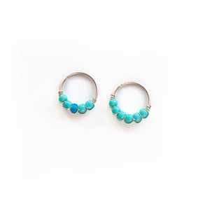 Nose Hoop Turquoise & Blue Beaded Nose Ring Midwinter Hollow