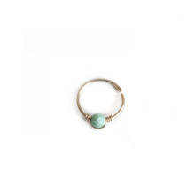 Load image into Gallery viewer, Nose Hoop Turquoise Nose Ring in Gold Midwinter Hollow