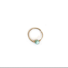 Load image into Gallery viewer, Nose Hoop Turquoise Nose Ring in Gold Midwinter Hollow