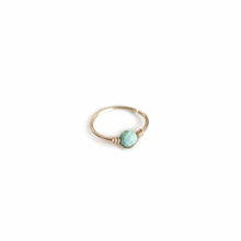 Load image into Gallery viewer, Nose Hoop Turquoise Nose Ring in Gold Midwinter Hollow