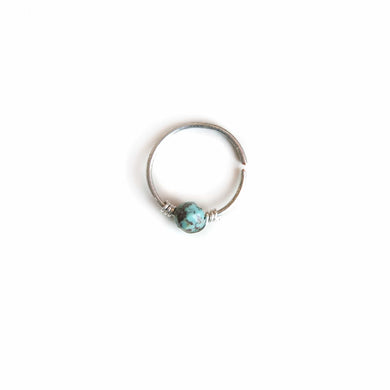 Nose Hoop Turquoise Nose Ring in Silver Midwinter Hollow