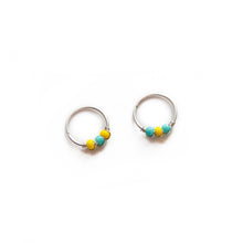 Load image into Gallery viewer, Nose Hoop Turquoise &amp; Yellow Beaded Nose Ring Midwinter Hollow