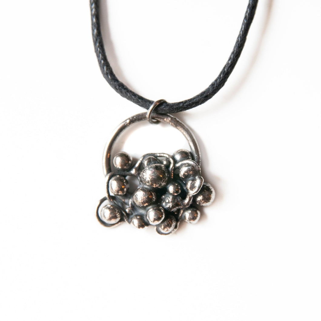Pendant Organica Silver Sculpture Pendant, Recycled Midwinter Hollow