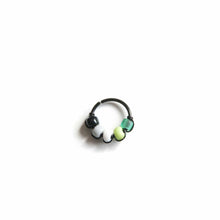 Load image into Gallery viewer, Pride Jewellery Gay Pride Earrings Aromantic Pride Beaded Black Hoop Earrings - Cartilage, Helix, Earlobe Midwinter Hollow