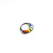 Load image into Gallery viewer, Pride Jewellery Gay Pride Earrings Gay Pride Beaded Black Hoop Earrings - Cartilage, Helix, Earlobe Midwinter Hollow