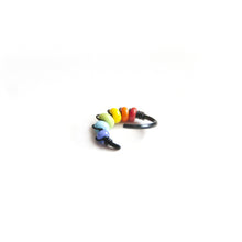Load image into Gallery viewer, Pride Jewellery Gay Pride Earrings Gay Pride Beaded Black Hoop Earrings - Cartilage, Helix, Earlobe Midwinter Hollow