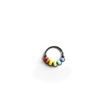 Load image into Gallery viewer, Pride Jewellery Gay Pride Earrings Gay Pride Beaded Black Hoop Earrings - Cartilage, Helix, Earlobe Midwinter Hollow
