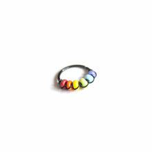 Load image into Gallery viewer, Pride Jewellery Gay Pride Earrings Gay Pride Beaded Black Hoop Earrings - Cartilage, Helix, Earlobe Midwinter Hollow