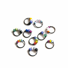 Load image into Gallery viewer, Pride Jewellery Gay Pride Earrings Non Binary Pride Beaded Black Hoop Earrings - Cartilage, Helix, Earlobe Midwinter Hollow