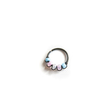 Load image into Gallery viewer, Pride Jewellery Gay Pride Earrings Trans Pride Beaded Black Hoop Earrings - Cartilage, Helix, Earlobe Midwinter Hollow
