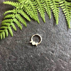 Septum Piercing Rook Piercing Daith Piercing Silver Triple Moon Goddess Septum Ring - Daith, Rook, Helix Midwinter Hollow