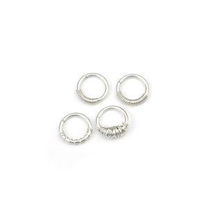 Septum Piercing Rook Piercing Daith Piercing Wrapped Silver Septum Ring - Septum, Rook, Daith, Helix Midwinter Hollow