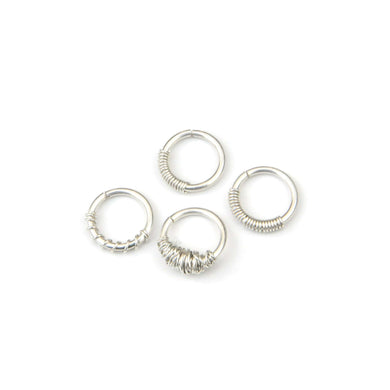 Septum Piercing Rook Piercing Daith Piercing Wrapped Silver Septum Ring - Septum, Rook, Daith, Helix Midwinter Hollow