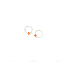 Load image into Gallery viewer, Silver Cartilage Hoop Earrings Huggie Earrings Carnelian Hoop Earrings - Cartilage Hoop, Earrings Midwinter Hollow